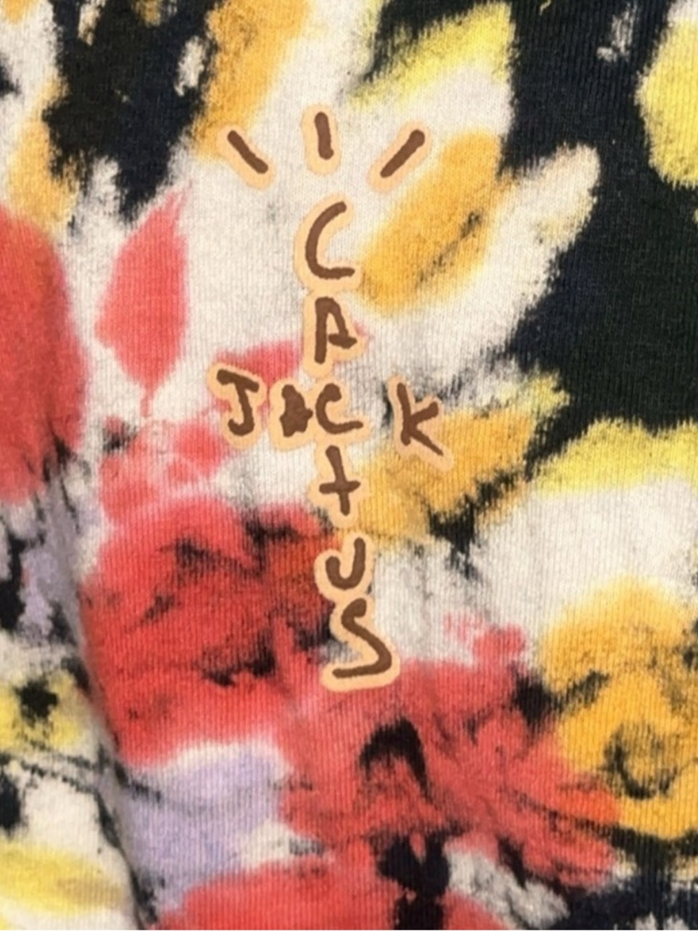 Travis Scott x Cactus Jack Tie-Dye Spiral Pocket Tee in Red, Yellow & Black